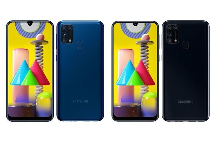 Galaxy M31 varian Ocean Blue (kiri) dan Space Black (kanan).