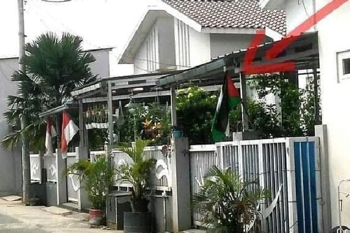 Foto tentang seorang warga di Beji, Depok, Jawa Barat, memasang bendera Palestina di rumahnya viral di media sosial.
