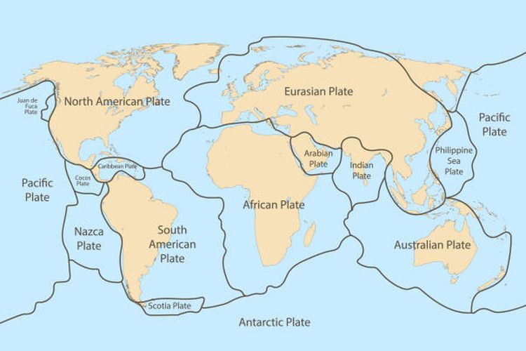 Peta lempeng tektonik bumi.