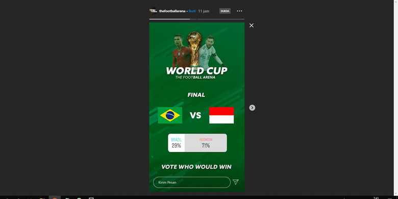 Skor sementara Indonesia vs Brazil