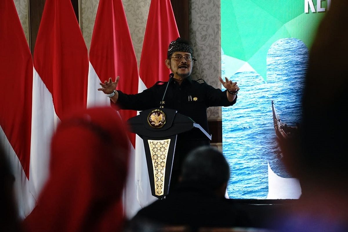 Menteri Pertanian (Mentan) Syahrul Yasin Limpo (SYL) saat menghadiri acara pembukaan resmi Rembug Utama KTNA di Balai Kota Among Tani, Jatim, Jumat (16/9/2022). 