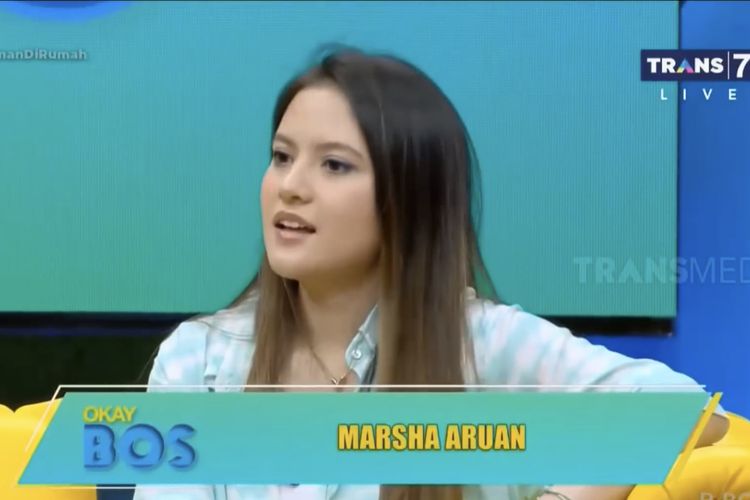Marsha Aruan di acara Okay Bos. (Bidikan layar YouTube Trans7 Official). 