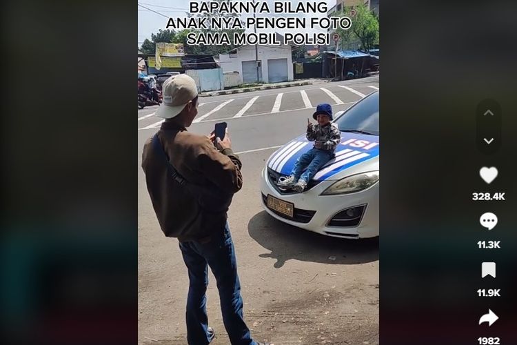 Dilansir dari TikTok @rizkints30 (27/5/2023), tampak sebuah video yang memperlihatkan momen ketika seorang bapak meminta izin untuk foto anaknya di mobil patroli polisi.