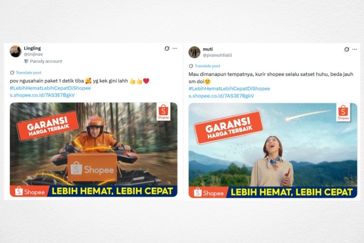 Warganet merespons positif kampanye Shopee Lebih Hemat Lebih Cepat, memuji kecepatan pengiriman dan layanan kurir.