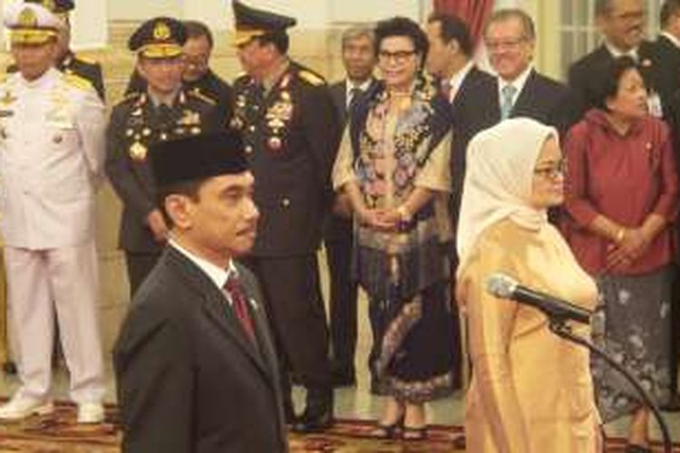 Suasana pelantikan Suhardi Alius sebagai Kepala BNPT dan Penny Kusumastuti sebagai Kepala BPOM di Istana Negara, Rabu (20/7/2016).