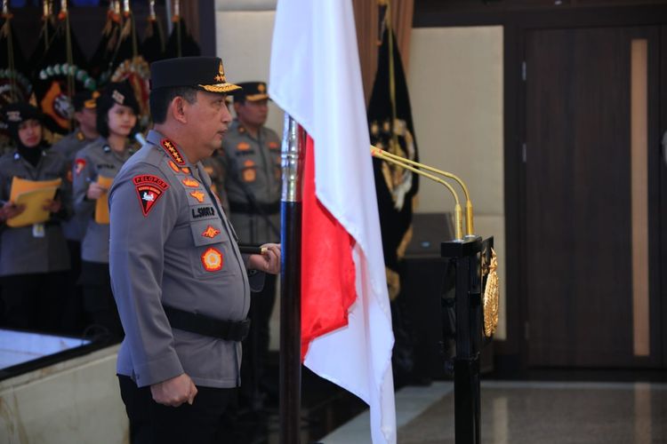 Kapolri memimpin Korps Rapor atau upacara kenaikan pangkat terhadap 11 Perwira Tinggi (Pati) di Ruppatama Mabes Polri, Jakarta, Rabu (27/3/2024).