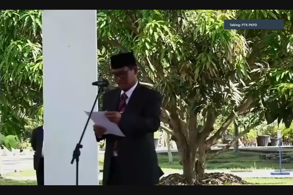 Pelaksana Tugas (Plt) Kepala Badan Riset dan SDM KP (BRSDM) Kusdiantoro dalam acara pelantikan taruna-taruni Politeknik Kelautan dan Perikanan Dumai Angkatan V di Dumai, Riau, Senin (6/12/2021).