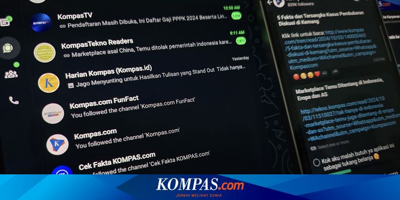 Berita Terkini Harian Saluran Whatsapp Terbaru Hari Ini - Kompas.com