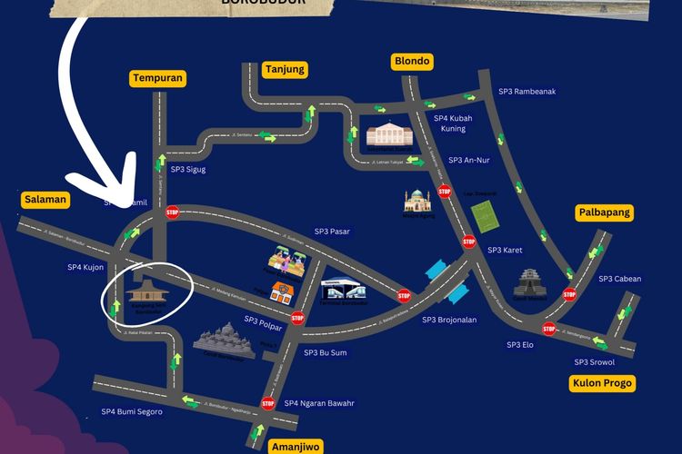 Rekayasa lalu lintas saat Kirab Waisak dari Candi Mendut menuju Candi Borobudur pada Senin (12/5/2025).