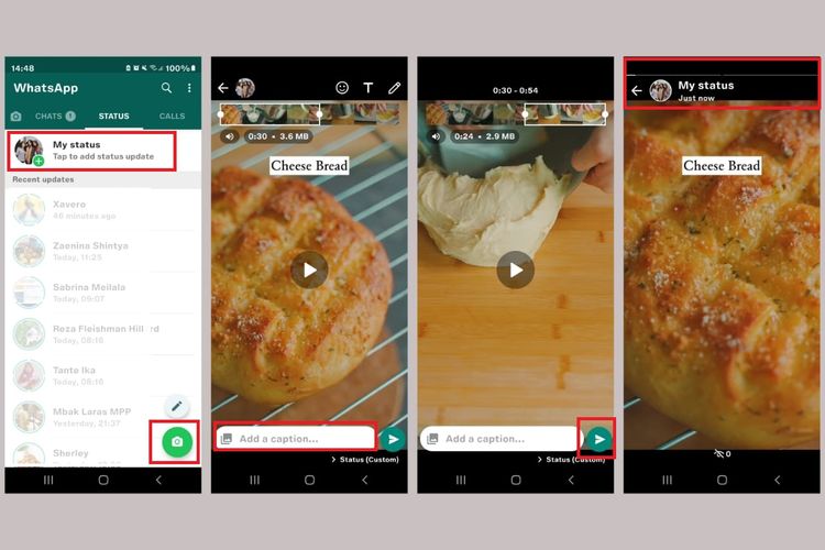 Cara upload video lebih dari 1 menit di WhatsApp Status 