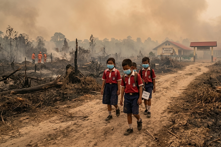 Pemerintah Diminta Pertimbangkan Liburkan Sekolah di Kalimantan Impas Karhutla