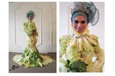 Unik, Desainer Malaysia Bikin Kreasi Gaun Berbahan Sawi Putih