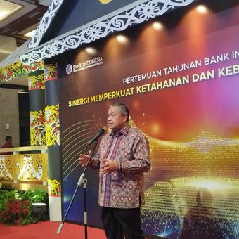 Gubernur Bank Indonesia (BI) Perry Warjiyo dalam Pertemuan Tahunan Bank Indonesia (PTBI) 2023, Rabu (29/11/2023)