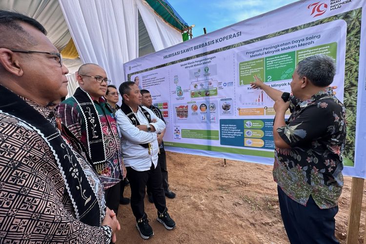 Kementerian Koperasi dan UKM (KemenKopUKM) kembali melakukan ground breaking (peletakan batu pertama) pembangunan pabrik minyak makan merah di Kabupaten Sanggau dan Kabupaten Sekadau, Kalimantan Barat (Kalbar) untuk mendorong peningkatan kesejahteraan petani sawit pada Jumat (4/10/2024).