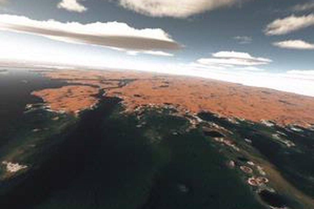 Life-sustaining: The ocean and shoreline of Mars as it might have looked 3.5billion years ago