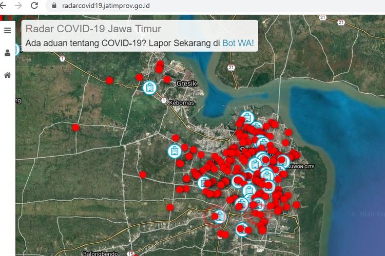 Warga Jawa Timur bisa memantau sebara kasus Covid-19 di Jatim melalui website https://radarcovid19.jatimprov.go.id/.
