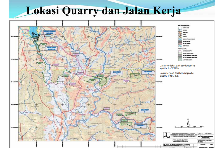 Lokasi penambangan quarry untuk proyek Bendungan Bener
