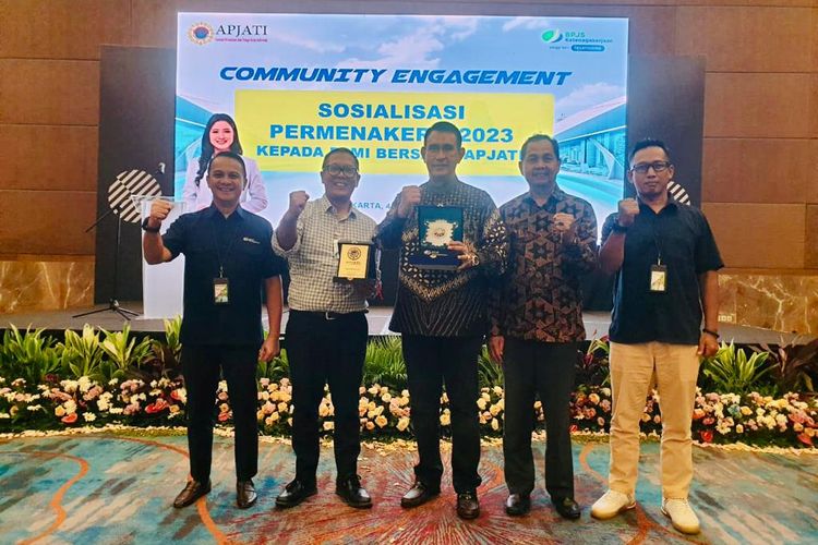  BPJS Ketenagakerjaan menggandeng Asosiasi Perusahaan Jasa Tenaga Kerja Indonesia (Apjati) menyosialisasikan Permenaker Nomor 4 Tahun 2023 yang diikuti 150 P3MI di Jakarta, Selasa (4/4/2023).
