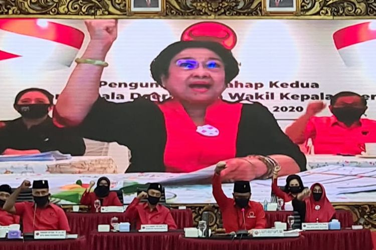 PDI-P head Megawati Soekarnoputri announces the partys candidates for the upcoming Indonesian regional elections, Friday 17 July 2020