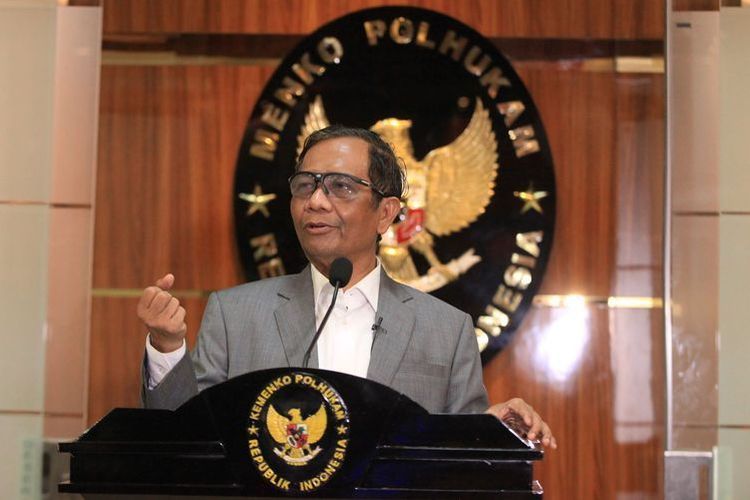 A file photo of Coordinating Minister for Political Legal and Security Affairs Mahfud MD speaking during a press conference at the ministry's building on Tuesday, August 9, 2022. 