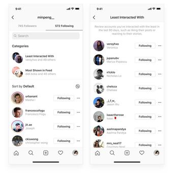 Fitur baru Instagram untuk menunjukkan siapa saja yang kontennya paling sering ditampilkan di linimasa dan siapa yang paling jarang berinteraksi dengan pengguna.