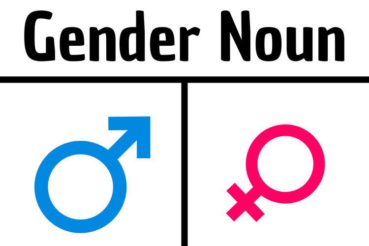 Terdapat beberapa noun (kata benda) yang merujuk kepada suatu gender. Noun tersebut dapat berupa benda hidup mapun benda mati