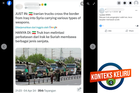 INFOGRAFIK: Hoaks! Foto Truk Pengangkut Senjata Iran Melintasi Perbatasan Suriah