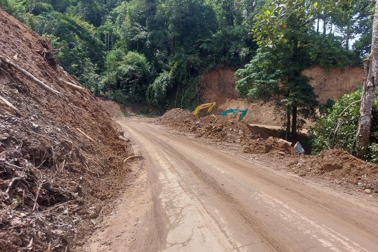 Proyek pelebaran jalan di beberapa titik Jalur Piket Nol, Desa Sumberwuluh, Kecamatan Candipuro, Kabupaten Lumajang, Provinsi Jawa Timur (Jatim).