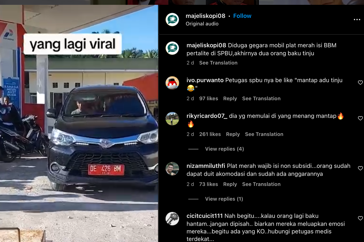 Viral video mobil pelat merah yang isi BBM subsidi