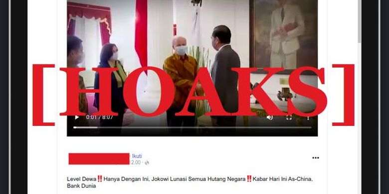 Hoaks Jokowi lunasi semua utang negara, padahal nilainya masih sebesar Rp 7.733,99 triliun.