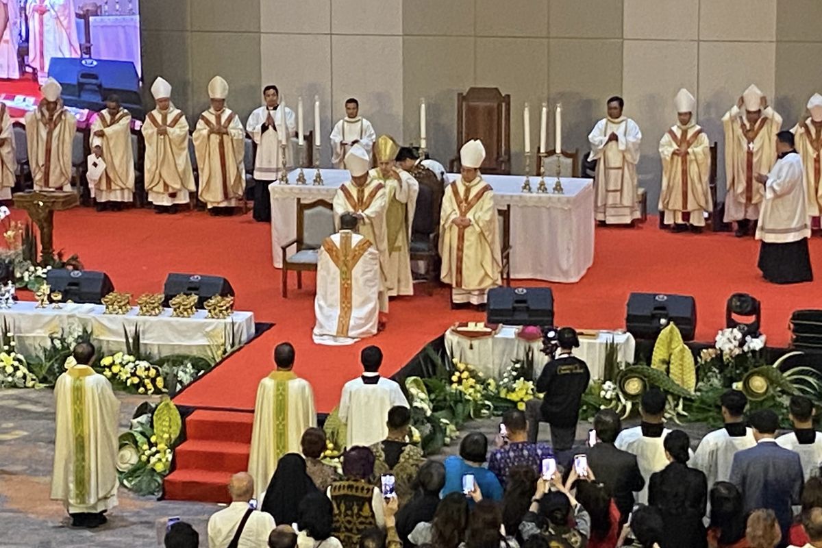 Prosesi pentahbisan Uskup Surabaya, Rabu (22/1/2025).