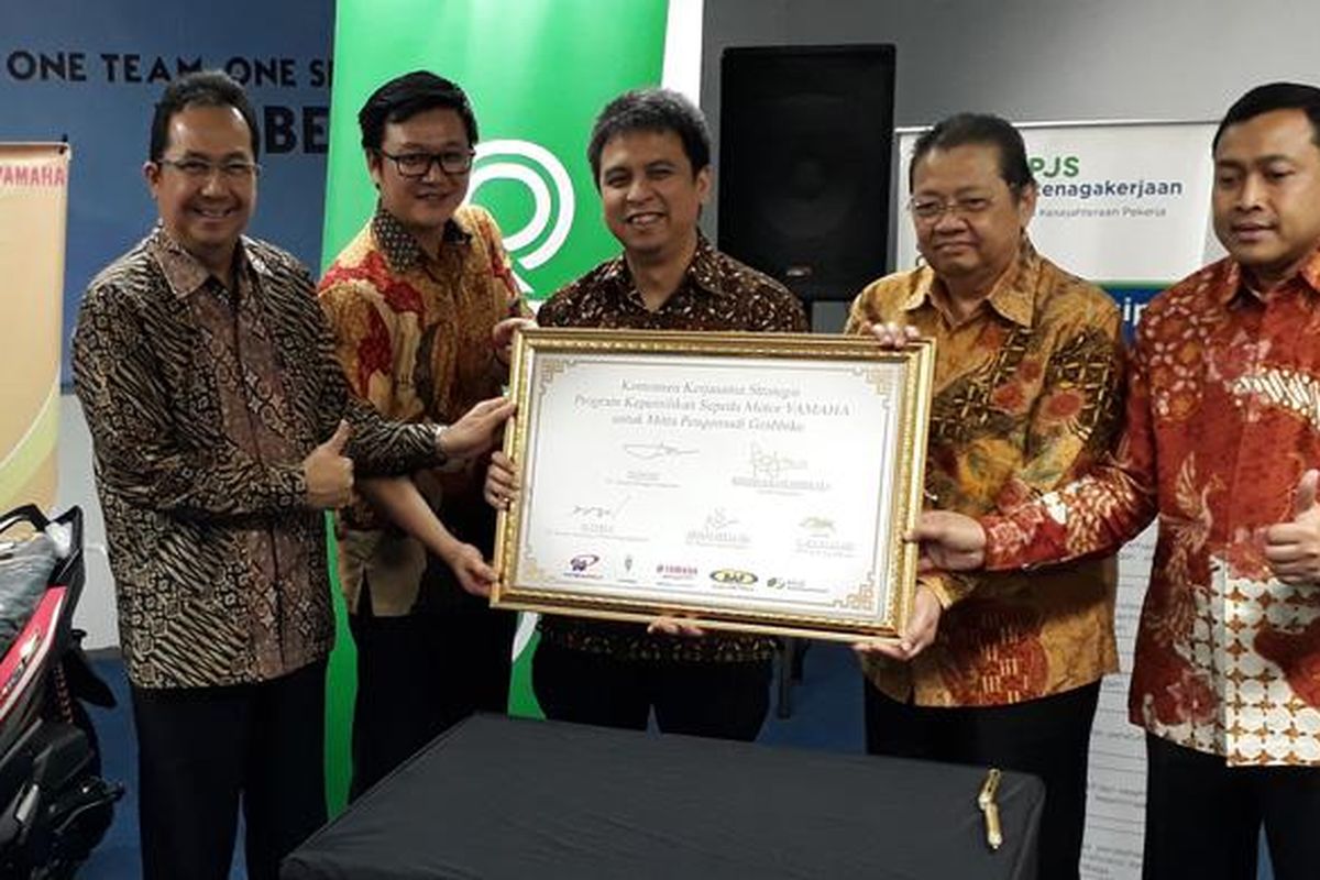 Putera Group dan Grab Indonesia menjalin kerja sama didukung PT Yamaha Indonsia Motor Manufacturing, di Jakarta, Rabu (1/3/2017).