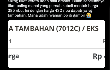 Tangkapan layar twit warganet yang mengeluhkan harga tiket kereta api yang dinilai mahal.
