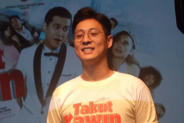 Junior Liem hadir dalam jumpa pers peluncuran poster dan trailer film Takut Kawin di Plaza Senayan, Jakarta Pusat, Kamis (18/1/2018).