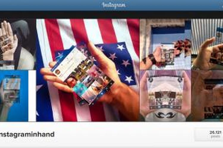 Tagar #InstagramInHand berisi foto-foto screenshot laman Instagram yang seolah diproyeksikan langsung ke tangan pengguna