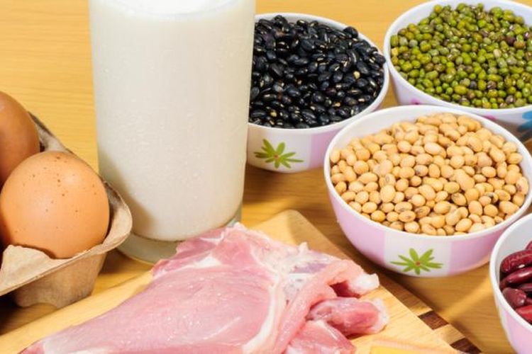 Ilustrasi beragam  makanan sumber protein 