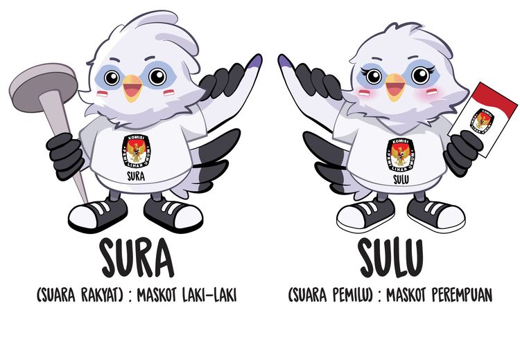 Maskot Pemilu 2024 bernama SURA dan SULU.