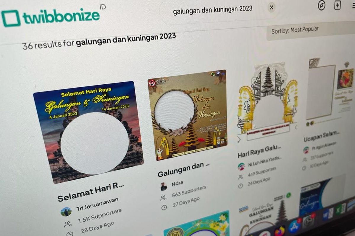 Kumpulan Twibbon Galungan dan Kuningan 2023 yang tersedia di Twibbonize.