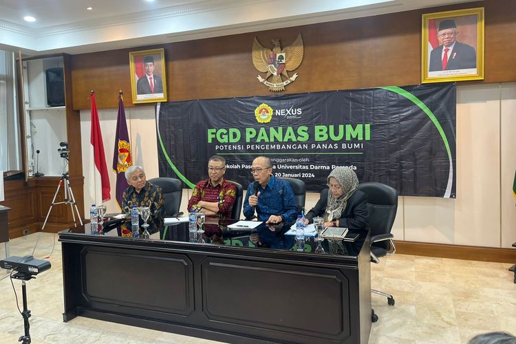 FGD dengan tema Potensi Pengembangan Panas Bumi digelar Sekolah Pascasarjana Energi Terbarukan Unsada pada Sabtu, di Jakarta (20/01/2024).
