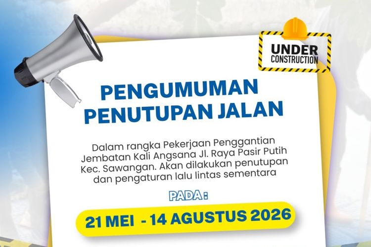 Ada Penutupan di Jalan Raya Pasir Putih Depok hingga Agustus 2026, Ini Titiknya