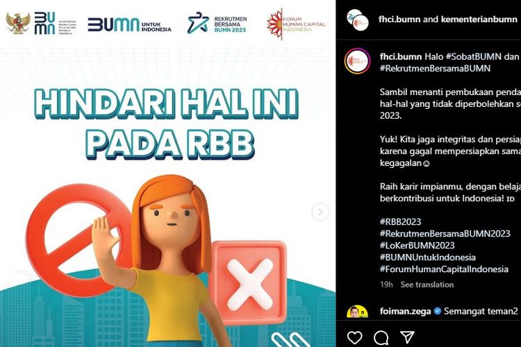 Ada sejumlah kesalahan atau pelanggaran yang wajib dihindari pelamar ketika mendaftar Rekrutmen Bersama BUMN 2023.