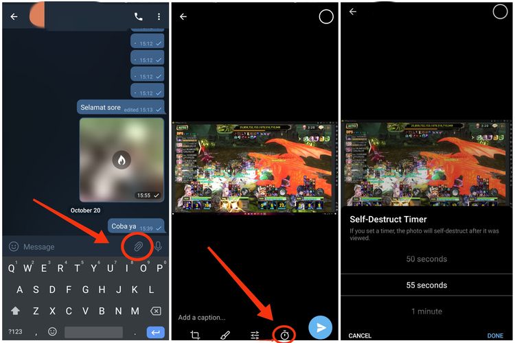 Cara kirim foto dan video yang bisa terhapus sendiri di Telegram.