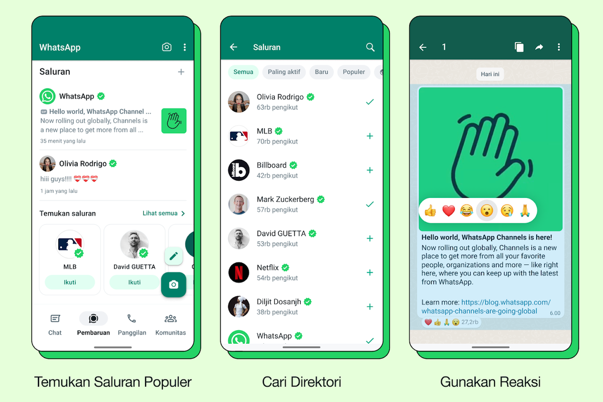 Ilustrasi fitur Channel WhatsApp yang mulai dirilis secara global.