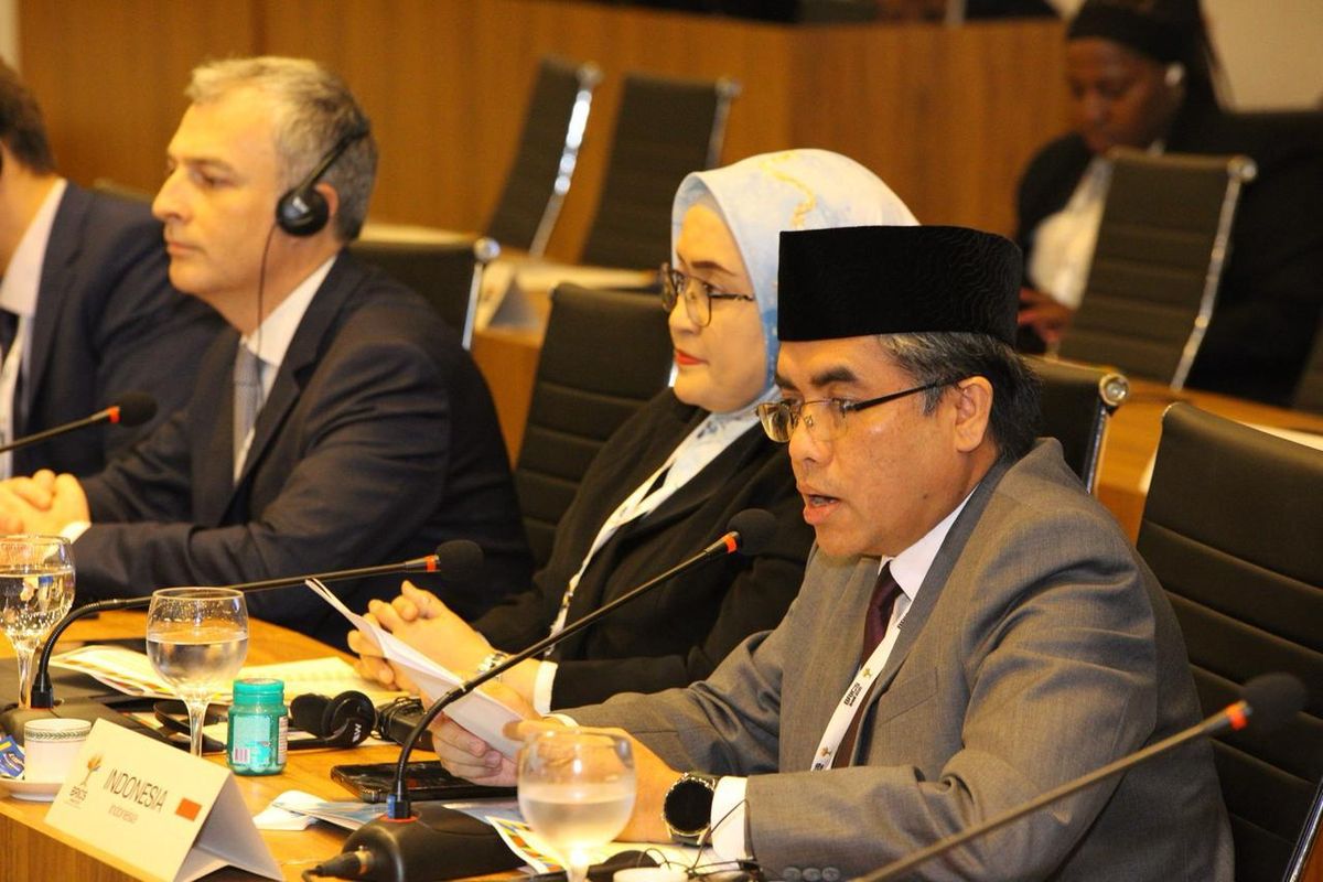 Menteri Ketenagakerjaan, Yassierli menghadiri Pertemuan Menteri Ketenagakerjaan BRICS di Brasilia, Brasil, Jumat (25/4/2025).
