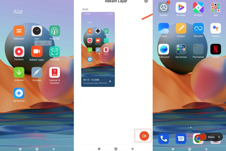 Ilustrasi cara merekam layar HP Xiaomi
