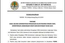 Diumumkan, Berikut Hasil Seleksi Administrasi CPNS 2019 KLHK