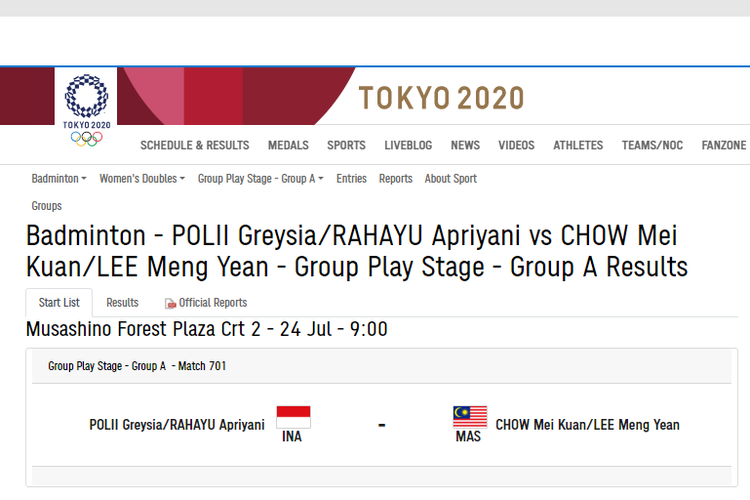 Tokyo 2021 olimpiade jadwal Jadwal Badminton