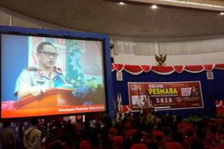 Kapolri Jenderal Tito Karnavian saat mengisi stadium general di penutupan Pengenalan Studi Mahasiswa Baru (Pesmaba) Universitas Muhammadiyah Malang, Kamis (8/9/2016)