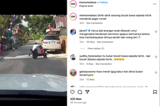 Video Bocah Naik Sepeda Listrik Tabrak Pagar Rumah dan Mobil