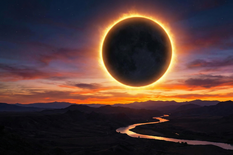 Ilustrasi gambar gerhana matahari cincin. Tahun 2026 diprediksi akan menjadi periode yang istimewa bagi para pecinta astronomi dan pengamat langit. Sepanjang tahun tersebut, sejumlah fenomena langit mulai dari supermoon, hujan meteor, hingga gerhana Matahari total akan menghiasi cakrawala Bumi.